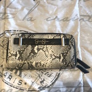 Jessica Simpson Snakeskin Double Zipper Wallet.